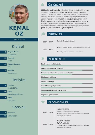 Arkeolog Örnek cv indir